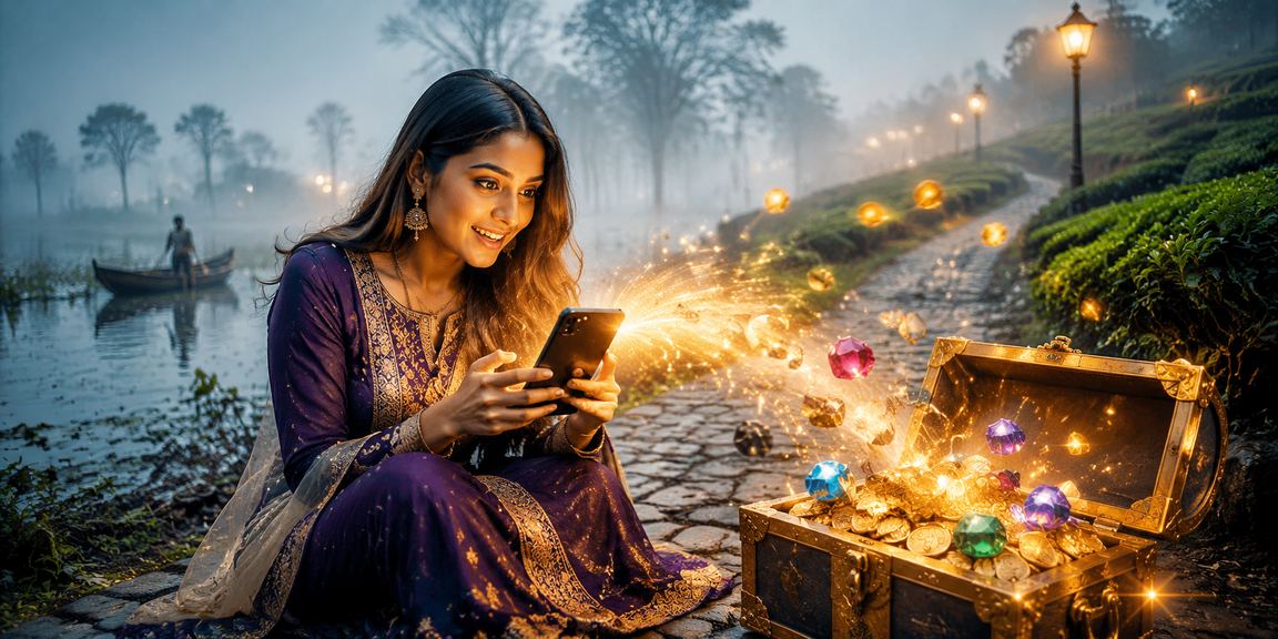 রংপুরের চা বাগানে মোবাইলে জমার প্রক্রিয়া দেখাচ্ছেন একজন ব্যবহারকারী